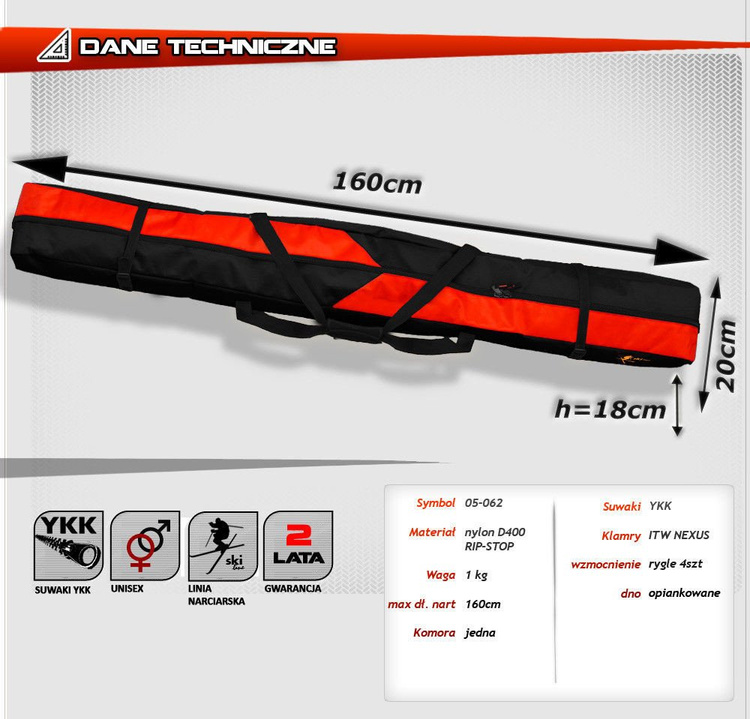 Skisack max.160cm "Ski" gelb