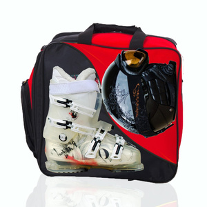Ski backpack bag for boots and helmet "Ski" red